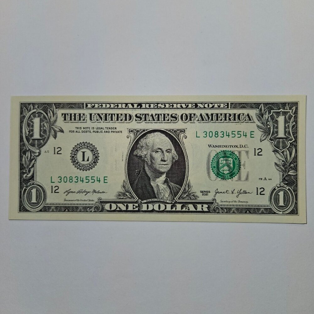 8 One Dollar Bills Uncirculated Sequential (W/ SLEEVES) - Series 2021 (B198) - Picture 2 of 3